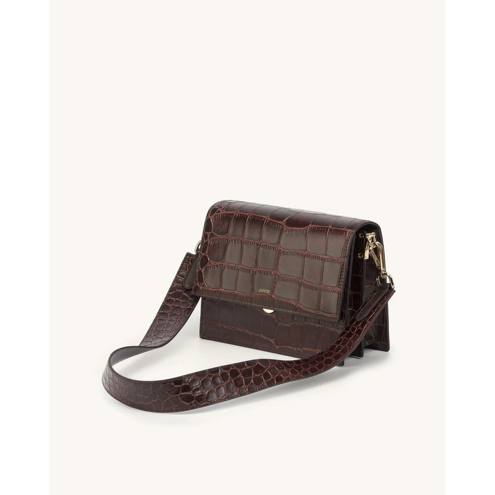 JW PEI Mini‎ Flap Brown Croc Embossed Crossbody Purse